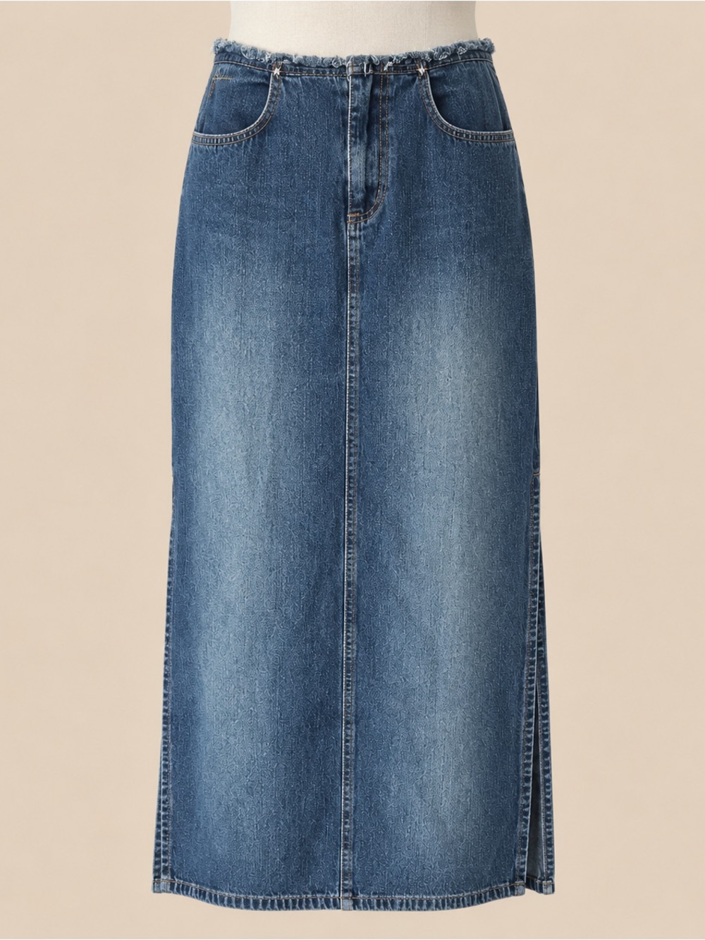 Y2K Low rise Raw Edge Jean Skirt 6